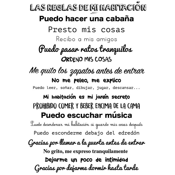 Adhesivos decorativos Reglas habitación (An x Al: 48 x 68 cm