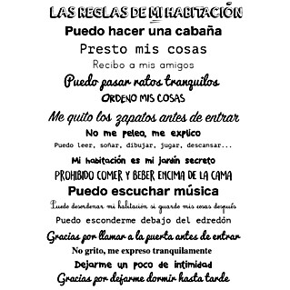 Adhesivos decorativos Reglas habitación (An x Al: 48 x 68 cm)