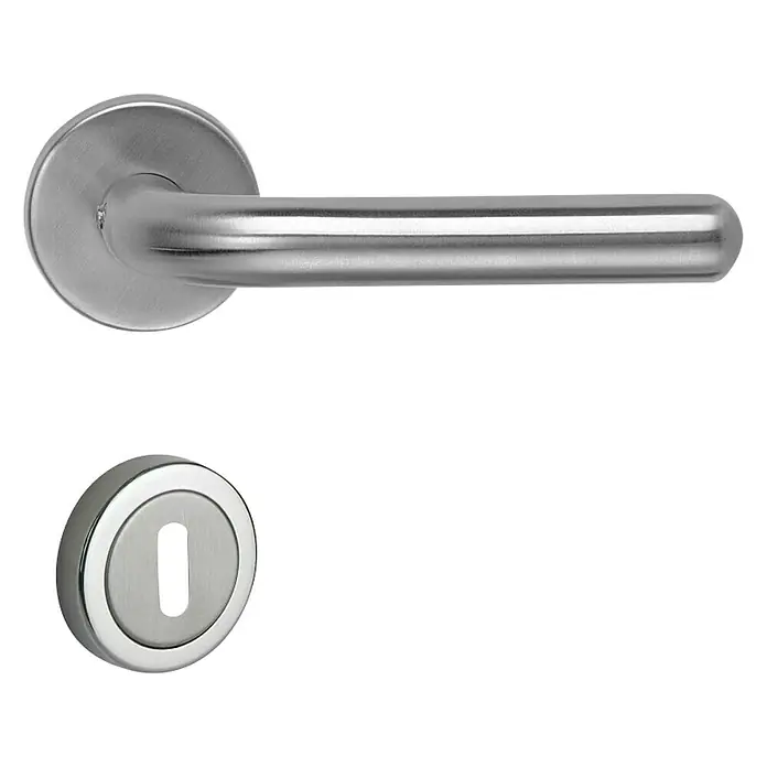 Lienbacher Renoviergarnitur Luna - Stahl, Silber - Türgriff-Garnitur aus Edelstahl, bestehend aus einem Hebelgriff und einem Schlüsselrosetten-Set für moderne Innentüren.
