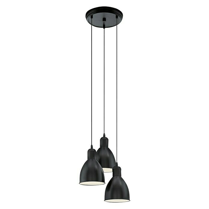 Eglo Priddy Okrugla viseća svjetiljka (3 x 60 W, Crna, Ø x V: 15,5 x 110 cm)