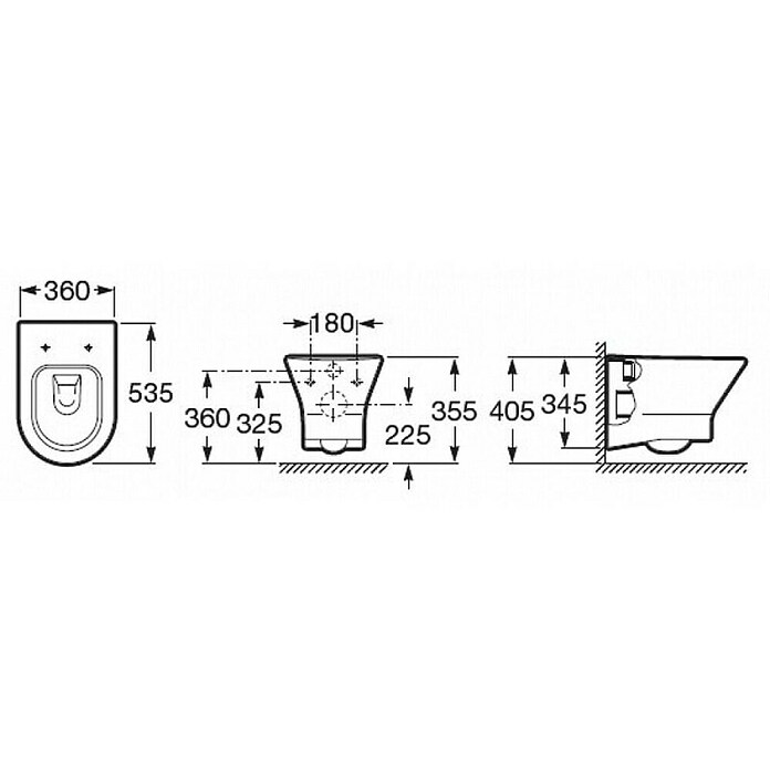 Roca Nexo Stenski WC  (535 x 360 x 405 mm) | 3943 - WC Wand Marke | DBBA - Keramik Marke | DBB - Keramik | DB - Keramik/Wannen | D - Sanitär | BAUHAUS