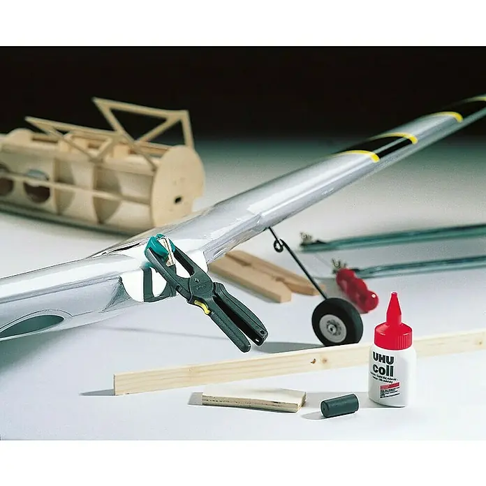 Wolfcraft Pinzas de sujeción Quickfix S - Anchura de sujeción: 30 mm, 2 ud. - Construcción de aeromodelismo con pegamento UHU Coll y herramientas para una unión precisa, ideal para el hobby.
