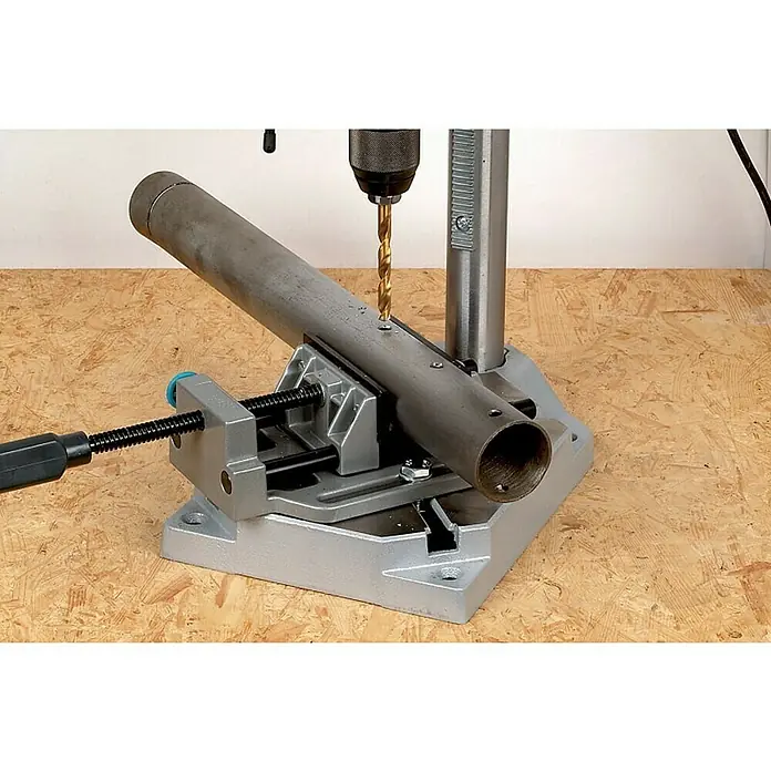 Wolfcraft Soporte de taladro - L x An x Al: 307 x 203 x 570 mm, Apertura máxima: 60 mm - Taladro de columna con soporte para tubos, que fija el tubo durante la perforación para mayor precisión.