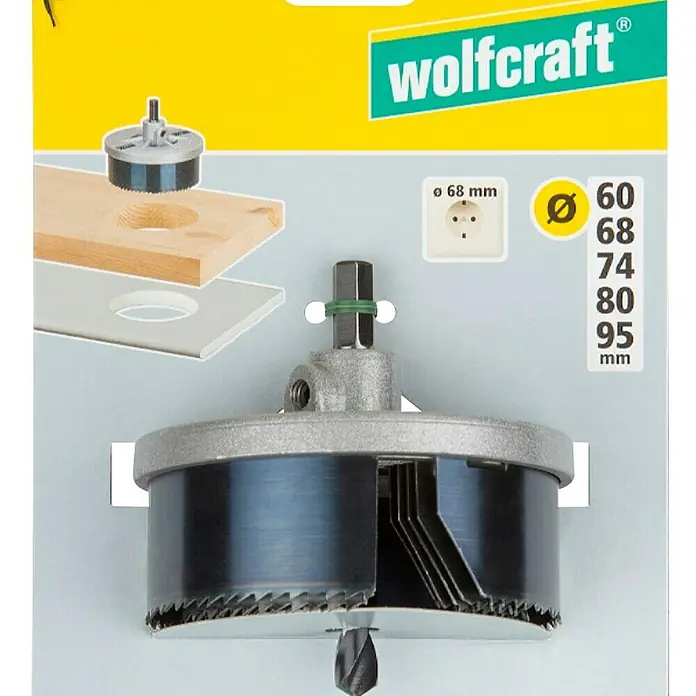 Wolfcraft Sierra de corona múltiple - 5 pzs., Diámetro de trabajo: 60 mm - 95 mm, Profundidad de corte: 33 mm - El juego de sierra de corona Wolfcraft, ideal para hacer agujeros precisos y limpios en varios materiales. ¡Perfecto para artesanos y aficionados al bricolaje!