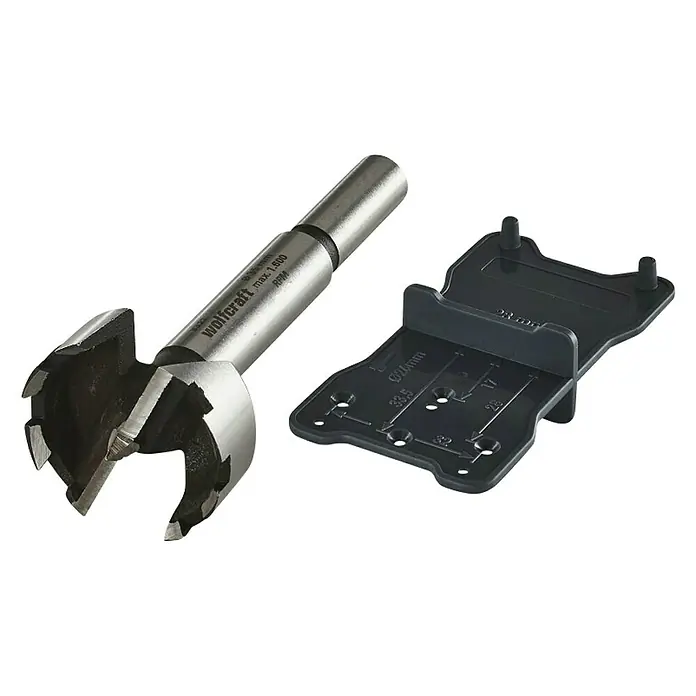Wolfcraft Set de brocas Forstner - 2 pzs., Diámetro vástago: 10 mm - Broca Forstner con plantilla de perforación para agujeros precisos en madera. Ideal para fabricación de muebles y otros trabajos de madera, agujeros limpios.