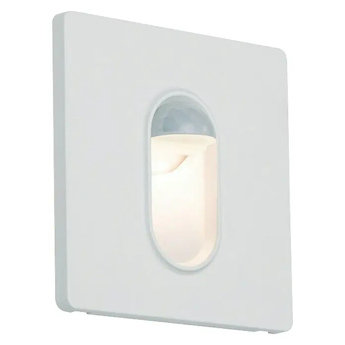 Paulmann LED-Einbauleuchte eckig - 2,7 W, Weiß, L x B: 7,8 x 7,8 cm, Eckig - Weiße LED-Wandleuchte mit Bewegungsmelder für den Innenbereich, sorgt für dezente Beleuchtung & Sicherheit in Flur, Treppenhaus oder Schlafzimmer.