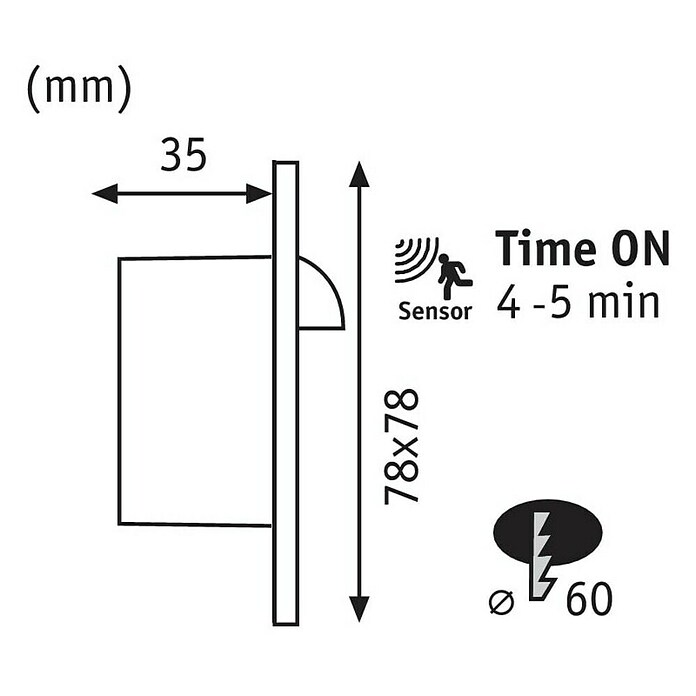 Paulmann LED-Einbauleuchte (2,7 W, Weiß, L x B: 7,8 x 7,8 cm, Eckig)