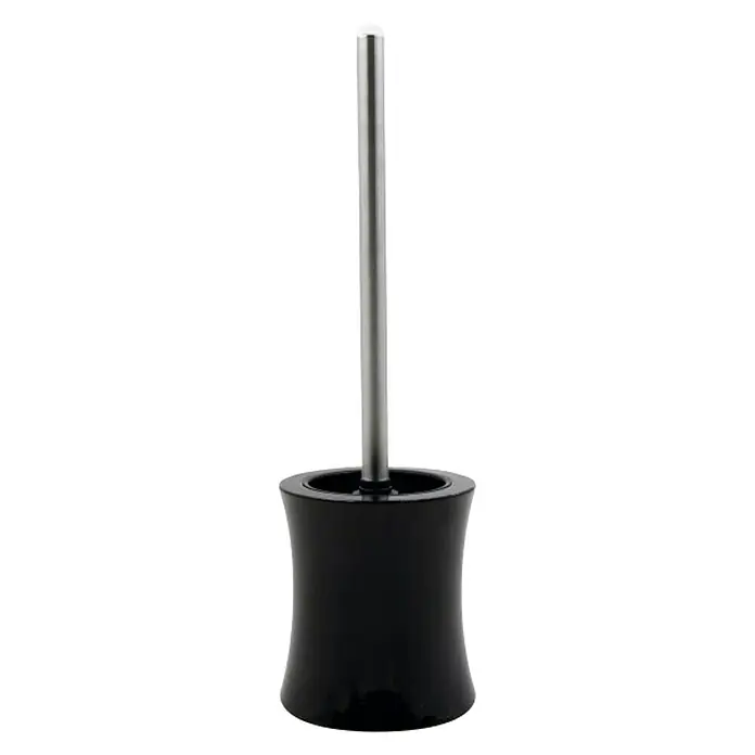 Venus Conjunto de escobilla Mambo - Plástico, Negro - Juego de escobilla de baño negra con mango plateado. El juego incluye un recipiente y un cepillo para limpiar el inodoro.