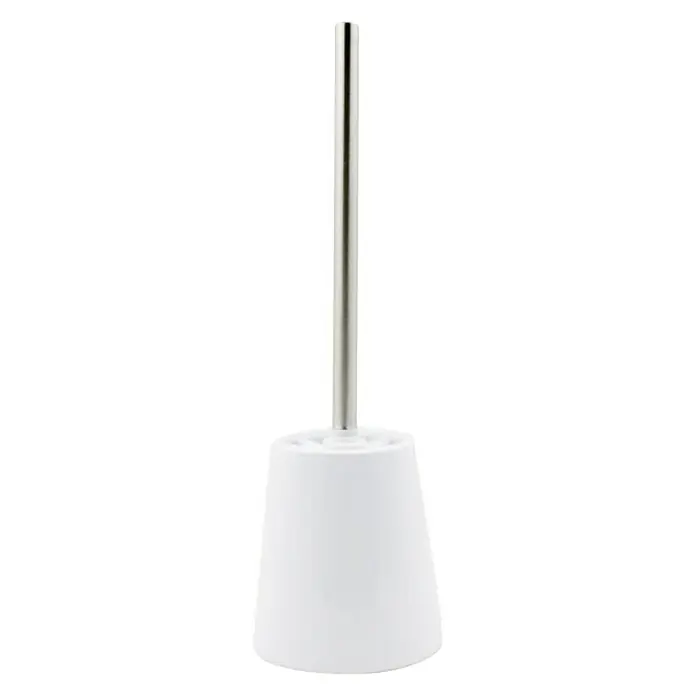 Venus Conjunto de escobilla Mambo trapecio - Plástico, Blanco - Soporte para escobilla de baño blanco con mango plateado, un accesorio de baño elegante y funcional.