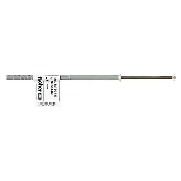 Fischer Langschaftdübel SXRL T E - Ø x L: 8 x 160 mm, Stahl, 1 Stk. - Das Bild zeigt einen Fischer SXRL 8x160 T E Dübel, ein Befestigungselement für Bauprojekte, mit einer Länge von 160 mm und einem Durchmesser von 8 mm.