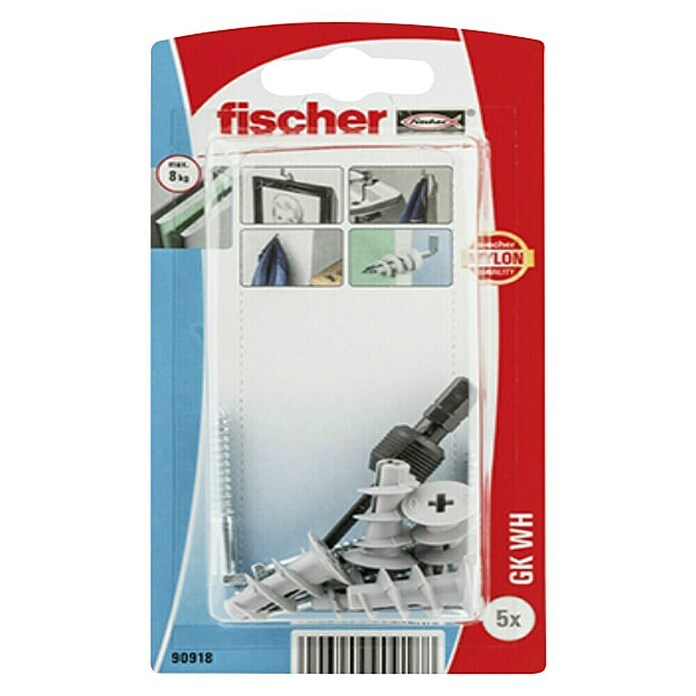 Fischer Vložek za mavčne plošče GK WH  (Dolžina zidnega vložka: 22 mm, S kavljem, 5 kos) | 1060 - Dübel | AADD - Dübel | AAD - Kleineisenwaren | AA - Eisenwaren | A - Eisenwaren | BAUHAUS
