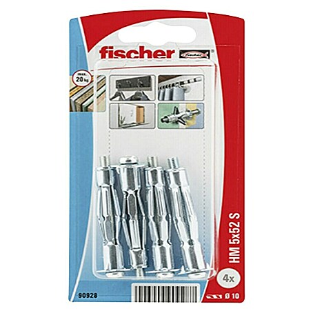 Fischer Metall-Hohlraumdübel HM (Durchmesser Dübel: 5 mm, Länge Dübel: 52 mm, 4 Stk.)