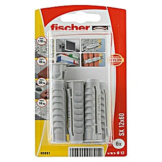 Fischer Universaldübel-Set SX 12 x 60 K (Ø x L: 12 x 60 mm, Nylon, 6 Stk.)