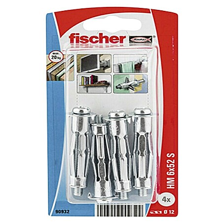 Fischer Metall-Hohlraumdübel HM (Durchmesser Dübel: 12 mm, Länge Dübel: 52 mm, 4 Stk.)