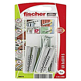 Fischer Universaldübel UX mit Schrauben (Durchmesser Dübel: 8 mm, Länge Dübel: 50 mm, 5 Stk.)