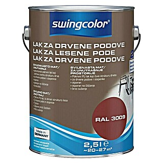 swingcolor Lak za lesena tla (Rdeča, 2,5 l, Svileni mat)