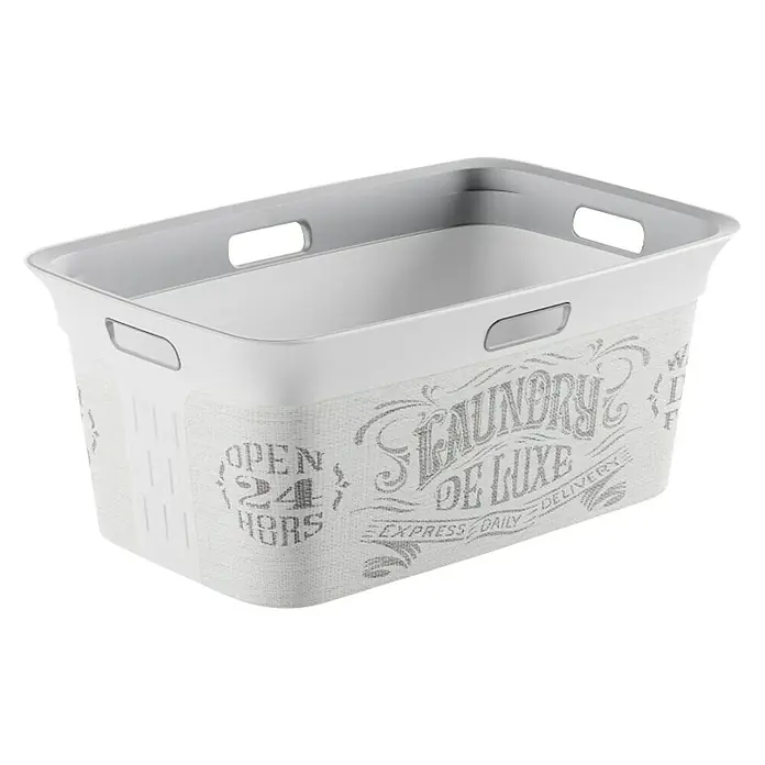 KIS Chic Cesta para la ropa Laundry Bag - 39 x 59 x 27 cm, 45 l - Cesto de ropa blanca con estampado "Laundry de Luxe", ideal para almacenar y organizar la ropa en el hogar. Asas prácticas para facilitar el transporte.