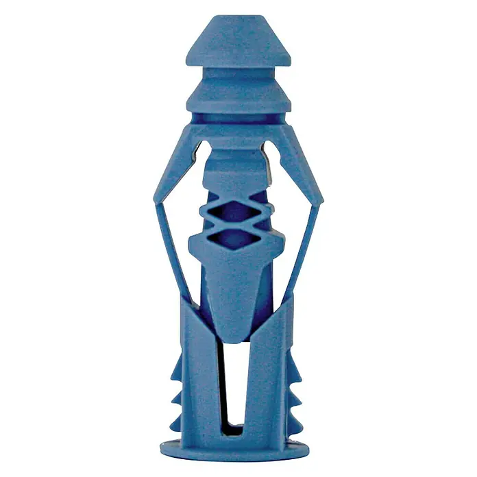 Cobra Universaldübel Triple Grip 176K - 50 Stk. - Nahaufnahme eines blauen Gipskartondübels für sichere Befestigung in Trockenbauwänden.