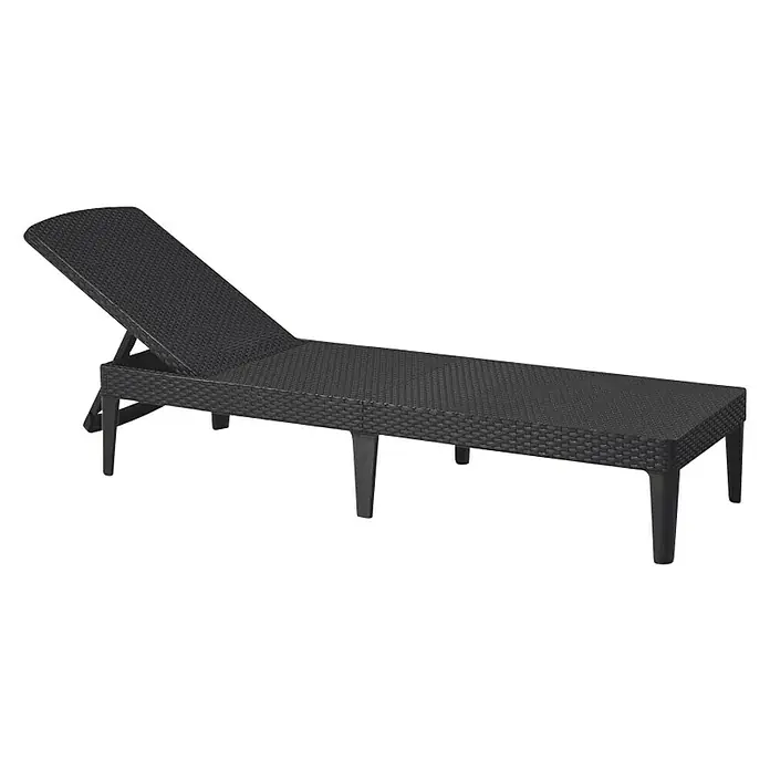 Allibert Sonnenliege Jaipur - B x T x H: 58 x 187 x 29 cm, Graphit, 4-fach verstellbare Rückenlehne - Eine schwarze Gartenliege aus wetterfestem Rattan-Geflecht mit verstellbarer Rückenlehne. Ideal für den Garten oder die Terrasse.