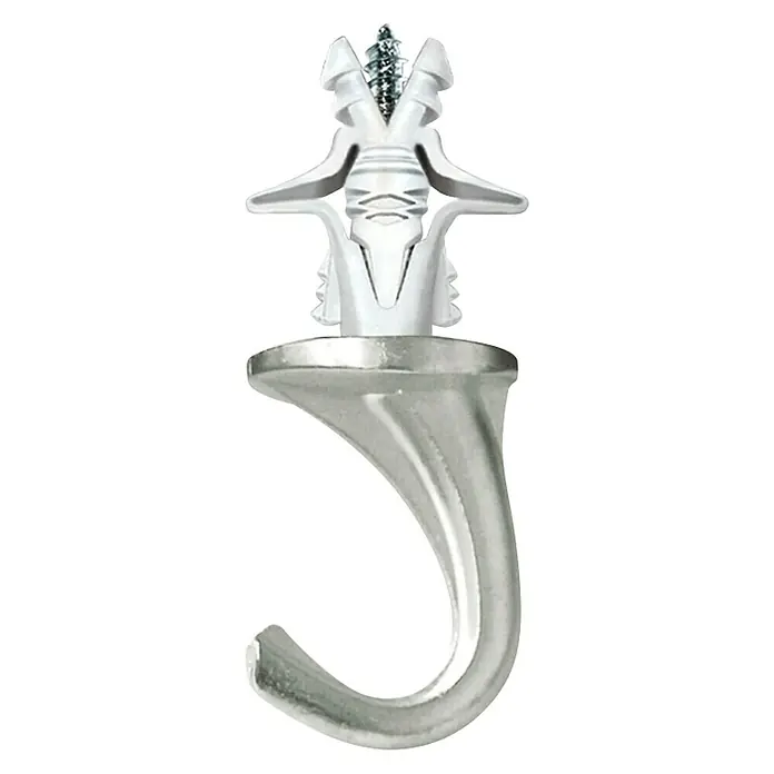Cobra Wandhaken VersaHook - 139 x 93 x 19 mm, Belastbarkeit: 11 kg, 2 Stk. - Nahaufnahme eines silberfarbenen Wandhakens mit Schraubbefestigung. Ideal für die Aufhängung leichter Gegenstände im Haushalt.