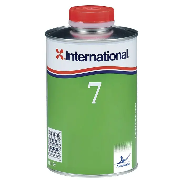 International Verdünnung Nr. 7 - 1 l - Eine Dose International Bootslack in Grün. Der Lack ist für den Einsatz auf Booten geeignet und bietet Schutz vor Witterungseinflüssen.