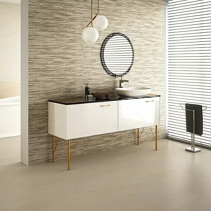 Wandfliese Layers Dekor - 30 x 90 cm, Beige, Matt - Stimmungsaufnahme