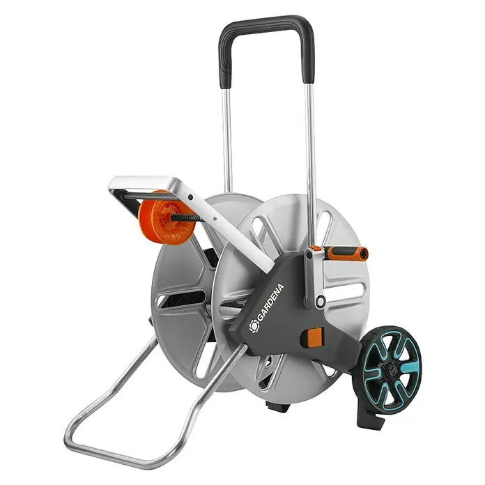 Gardena Schlauchwagen CleverRoll L Easy - Metall, Schlauchkapazität: 100 m, 13 mm (½″) - Gardena AquaRoll M Metall Gartenschlauchwagen mit praktischer Schlauchführung für einfaches Aufrollen und Transport im Garten.