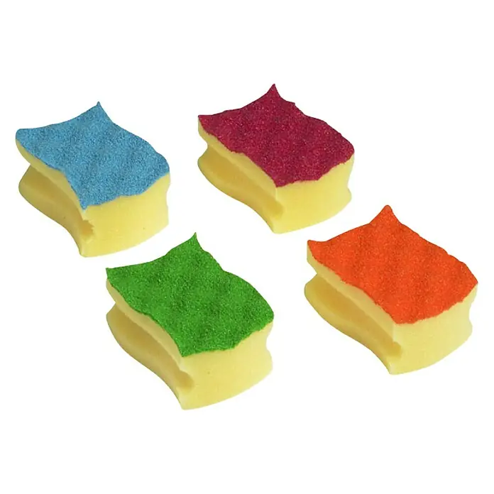 Vileda Topfreiniger Colors - 4 Stk. - Vier bunte Schwämme zum Reinigen und Spülen in verschiedenen Farben: blau, rot, grün und orange. Perfekt für Küche und Haushalt.