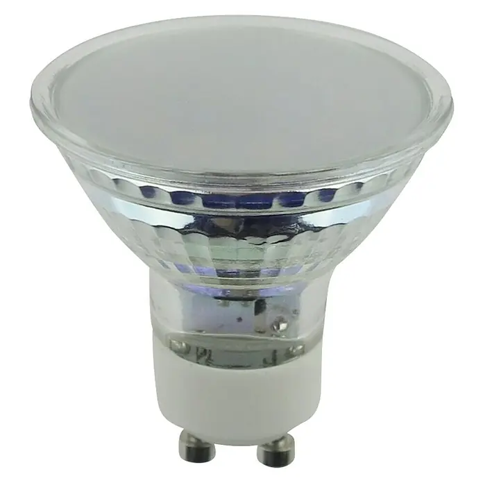 Voltolux Bombilla LED - GU10, No regulable, Blanco cálido, 350 lm, 4 W, Mate - Primer plano de una bombilla LED GU10 con un diseño claro y tecnología de eficiencia energética para soluciones de iluminación modernas.