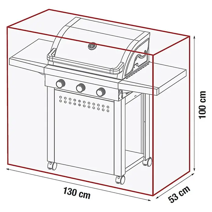 Grillstar Grill-Schutzhülle - Kunststoff, Passend für: Grillstar Gasgrill Atlanta 300 - Illustration einer Grillabdeckung mit den Maßen 130 cm x 53 cm x 100 cm zum Schutz vor Witterungseinflüssen und Staub.