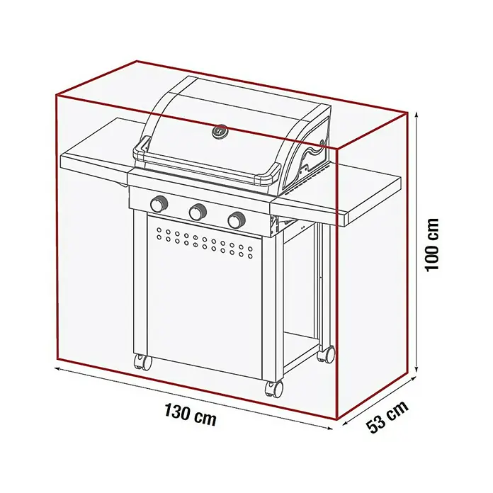 Grillstar Grill-Schutzhülle - Kunststoff, Passend für: Grillstar Gasgrill Atlanta 300 - Illustration einer Grillabdeckung mit den Maßen 130 cm x 53 cm x 100 cm zum Schutz vor Witterungseinflüssen und Staub.