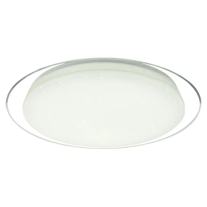 Globo LED-Deckenleuchte rund Optima - 30 W, Ø x H: 46 x 8,5 cm, Weiß, Klar, Warmweiß - Diese moderne Deckenleuchte mit ihrem eleganten Chromring und dem sternenklaren Leuchtenschirm sorgt für eine stilvolle Beleuchtung.