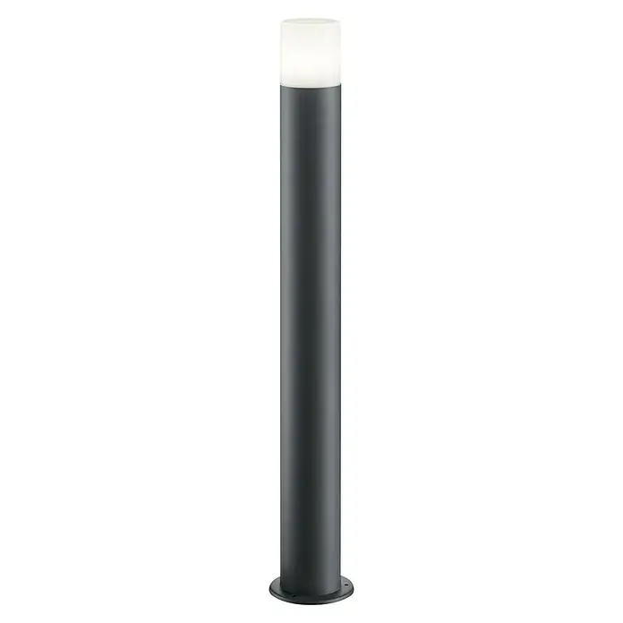 Lámpara de pie para exterior Hoosic - 28 W, Color del marco: Negro, Sin bombillas, Altura: 80 cm - Elegante luminaria exterior cilíndrica con difusor blanco brillante, ideal para iluminar caminos y jardines.