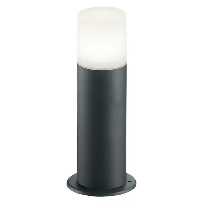 Lámpara de pie para exterior Hoosic - 28 W, Color del marco: Negro, Sin bombillas, Altura: 30 cm - Una moderna baliza gris con un cabezal cilíndrico brillante, ideal para iluminar jardines y caminos. Diseño duradero y elegante.