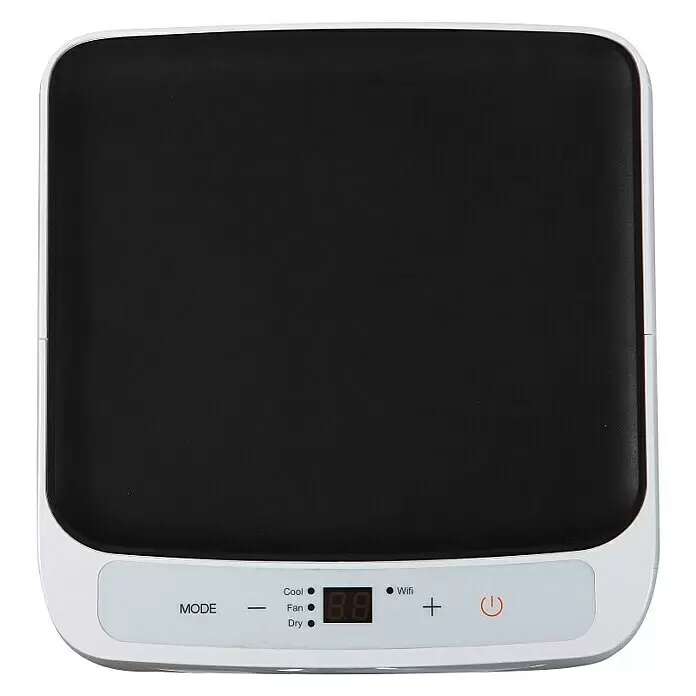 Voltomat Aire acondicionado portátil Boreas - 2.000 W, Tamaño de la estancia: 20 m², Blanco/Negro - Aire acondicionado/purificador compacto blanco y negro con pantalla digital y panel de control para funciones de modo, ventilador, seco, frío y Wi-Fi.