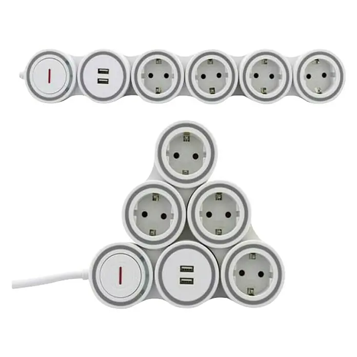 REV Steckdosenleiste Supraflex - Weiß, Kabellänge: 1,4 m, IP20, Mit Schalter - Die Mehrfachsteckdosenleiste bietet zahlreiche Steckplätze & USB-Anschlüsse. Praktische Lösung für mehrere Geräte mit nur einem Netzanschluss.