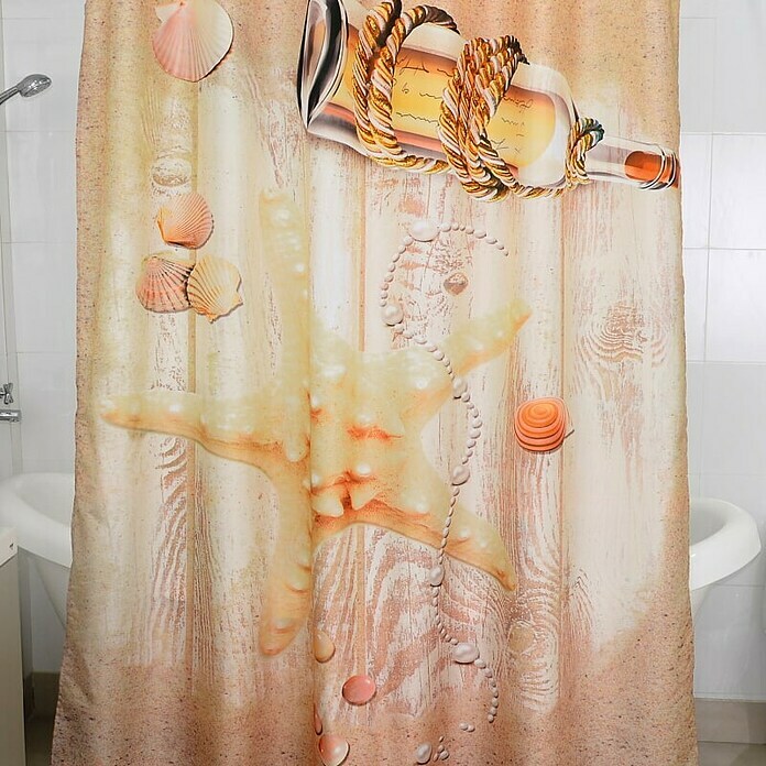 Venus Tekstilna zavjesa za kadu Sealife (180 x 200 cm, Beige)