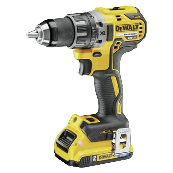 DeWalt Akku-Bohrschrauber DCD791D2-QW - 18 V, 2 Akkus, 2 Ah, 70 Nm - Abbildung eines gelben und schwarzen DeWalt Akku-Bohrschraubers, ein vielseitiges Werkzeug für professionelles und Heimwerker-Bohren.