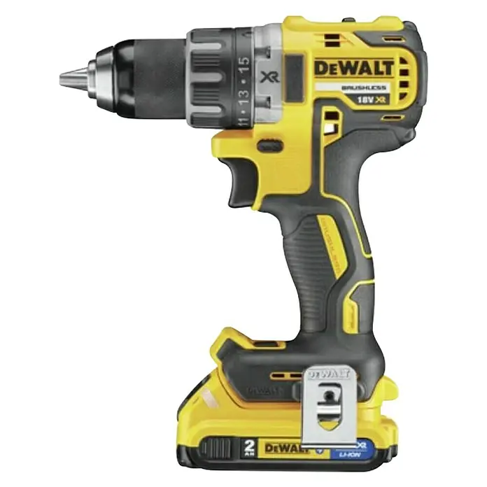 DeWalt Akku-Bohrschrauber DCD791D2-QW - 18 V, 2 Akkus, 2 Ah, 70 Nm - Gelber und schwarzer DeWalt Akku-Bohrschrauber mit Akku. Leistungsstarker und kompakter Bohrschrauber für Profis und Heimwerker.
