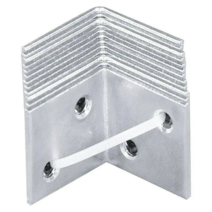 Vormann Breitwinkel Sparpack - L x B: 30 x 30 mm, 12 Stk., Stahl, Silber - L-förmiger Kühlkörper aus Aluminium mit Kühlrippen und Befestigungslöchern, zusammengehalten durch einen Kabelbinder.