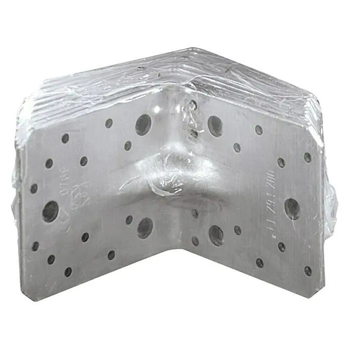 Vormann Escuadra para cargas pesadas Paquete ahorro - L x An x Al: 105 x 90 x 105 mm, Acero, 10 ud. - Ángulo de fijación galvanizado, empaquetado con agujeros para conexiones de madera resistentes, ideal para proyectos de construcción.