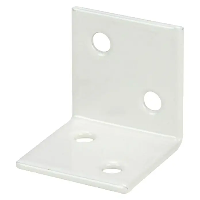 Stabilit Breitwinkel - 30 x 30 mm, Weiß, Stahl, 4 Löcher - Ein weißer, rechtwinkliger Winkelverbinder mit vier Löchern zur Befestigung. Ideal für die Möbelreparatur und zum Stabilisieren von Konstruktionen.