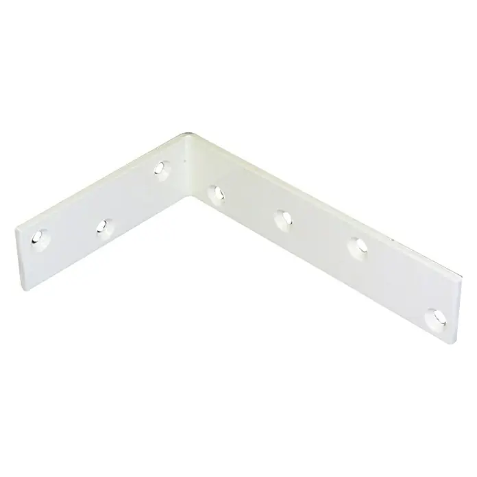 Stabilit Balkenwinkel - 180 x 120 x 40 mm, Stahl, Weiß - Weißer Winkelverbinder mit mehreren Löchern für Schrauben zur sicheren Befestigung von Bauteilen oder Möbeln.