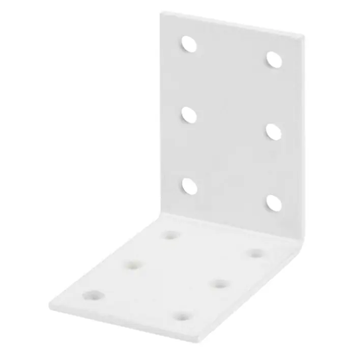 Stabilit Lochplattenwinkel - L x B x H: 60 x 60 x 40 mm, Weiß - Weißer Winkelverbinder mit sechs Löchern auf jeder Seite zur stabilen Verbindung zweier Elemente im rechten Winkel.