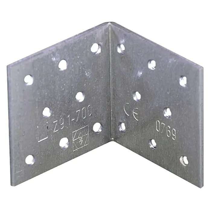 Stabilit Escuadra con placa perforada - 60 x 60 x 60 mm, 1 ud. - Ángulo metálico con agujeros para la conexión segura de madera u otros materiales en construcción y proyectos de bricolaje.