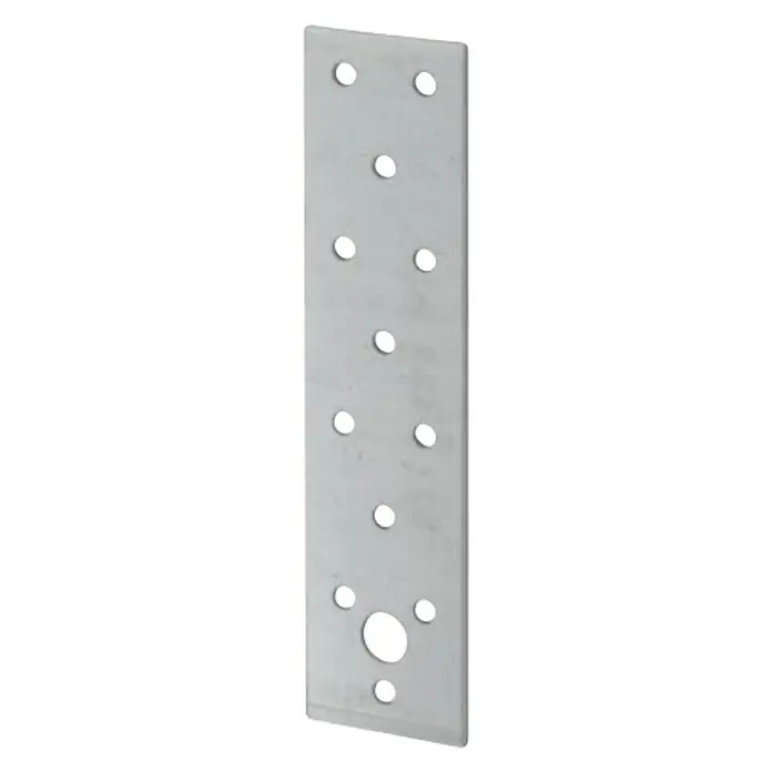 Stabilit Pletina de ensamblaje - 160 x 40 mm, 1 ud., Espesor: 2 mm - Conector de metal con muchos agujeros y un gran rebaje. El producto es ideal para carpintería y construcciones.