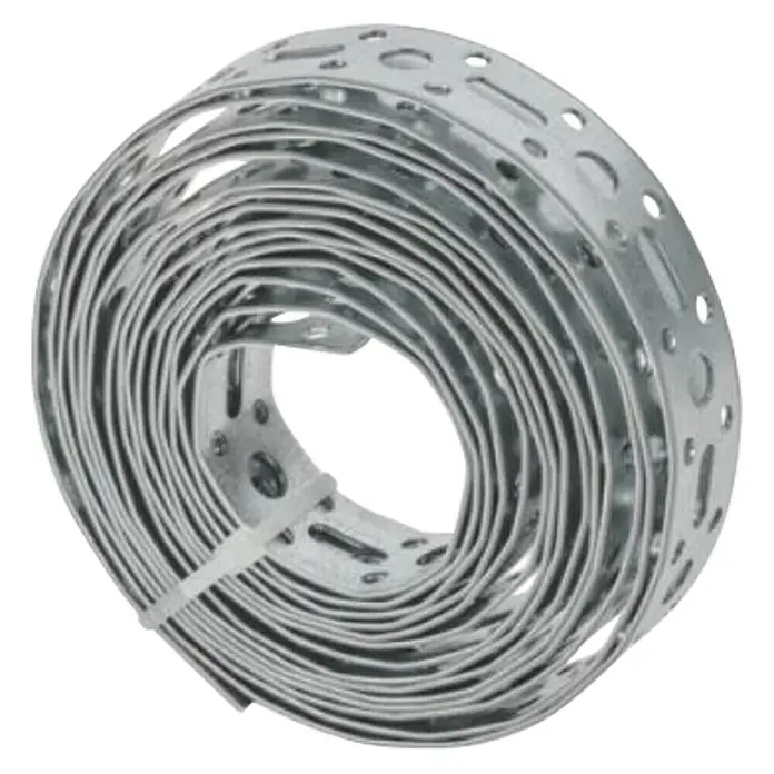 Stabilit Cinta de montaje - L x An: 3 m x 20 mm, Espesor: 1 mm, Acero - Un rollo de fleje metálico perforado, ideal para asegurar y suspender objetos en la construcción y proyectos de bricolaje.
