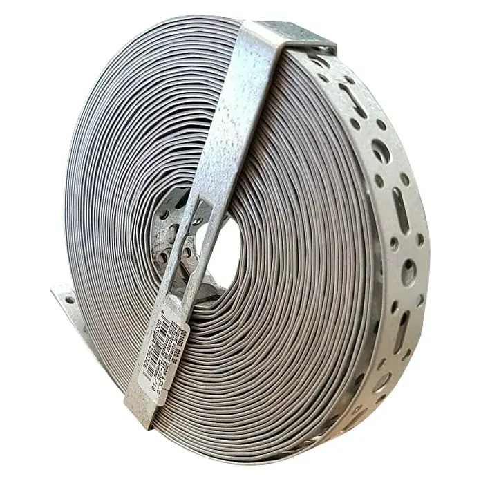 Stabilit Cinta de montaje - L x An: 10 m x 20 mm - Un rollo de fleje metálico, sujeto por un soporte metálico. Ideal para la construcción y fijaciones.