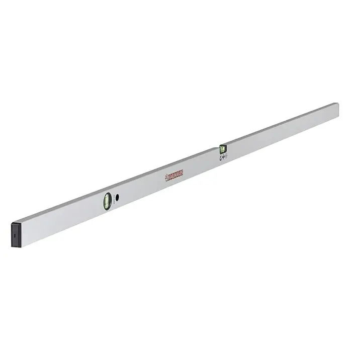 BAUHAUS Nivel de burbuja - Largo: 200 cm, Aluminio, Gris - Nivel de burbuja plateado Bauhaus, ideal para mediciones precisas en trabajos manuales y bricolaje.
