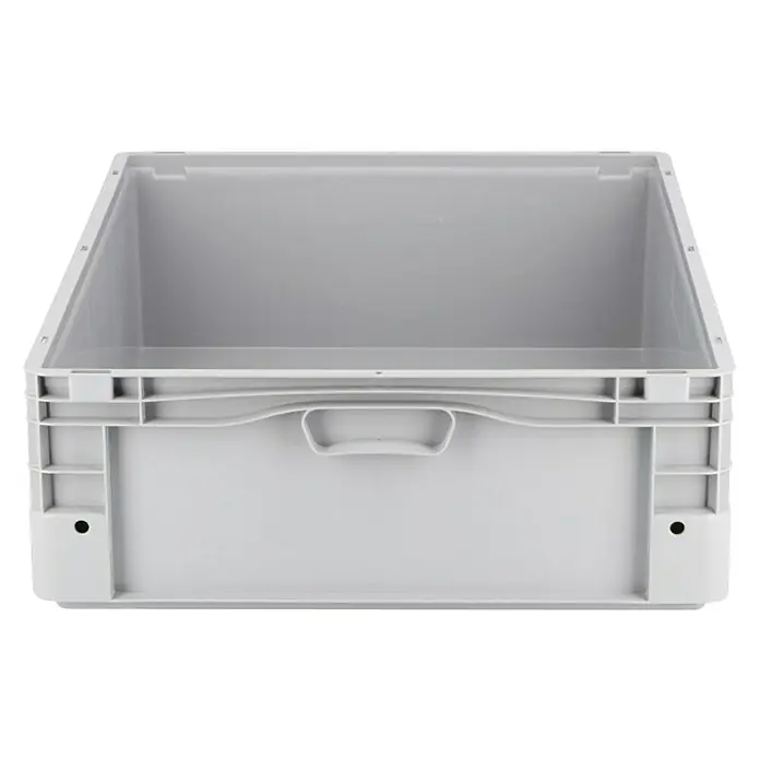 Surplus Systems Caja de almacenaje Eurobox - L x An x Al: 80 x 60 x 22 cm, Capacidad volumétrica: 90 l, Plástico - Contenedor Euro gris con asas para almacenar y transportar mercancías. Ideal para la industria y el comercio.